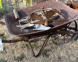 Antique Metal wheelbarrow 