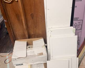 Sink bases for 50 each, scrap wood pieces use to be a shelf for 25