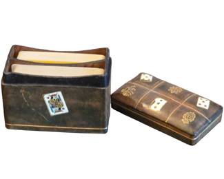 Vintage Leather Playing Cards and Holder