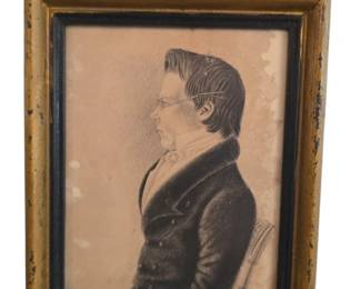 Antique Charcoal & Pencil on Paper Portrait