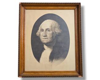 Antique Framed Etching Print of George Washington