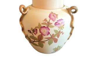 Antique Royal Worcester Porcelain Potpourri Jar with Gilt Handles