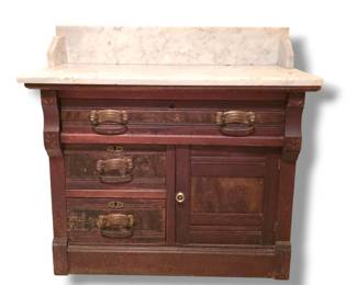 Solid Walnut Marble Top Washstand