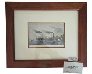 Antique Engraving of 2 Steam Boats