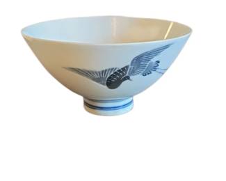 Japanese Porcelain Bowl with Crane Motif