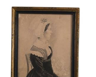 Antique Charcoal & Pencil on Paper Portrait