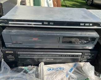 More vintage stereo equipment, many multi-CD changers and DVD players