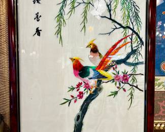 Framed Chinese Embroidered Silk