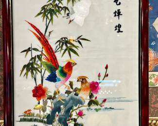 Framed Chinese Embroidered Silk