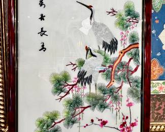 Framed Chinese Embroidered Silk