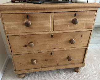$275 Antique 4-drawer pine dresser; approx. 35" x 34 3/4" x 17"