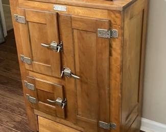 $275 Antique ice box; approx. 38" x 27" x 15"