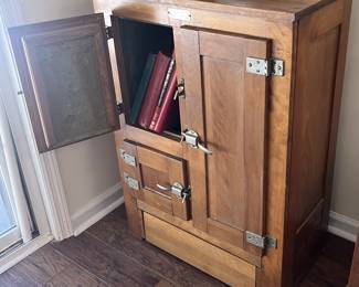 $275 Antique ice box; approx. 38" x 27" x 15"