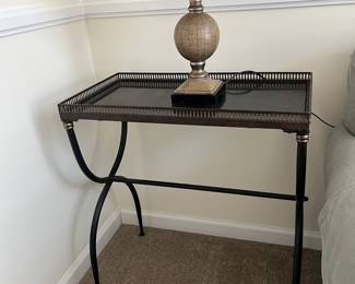 $200 Pair of side tables; approx. 28” x 25 1/2” x 14”
