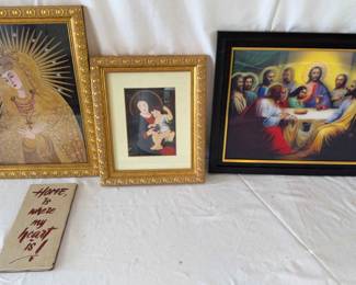 Lot Of 4 Religious Wall Hangings