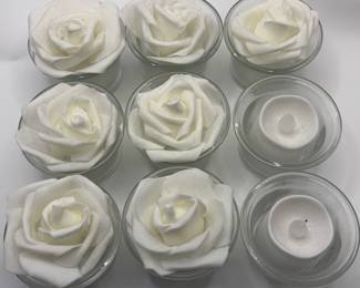 Glass Tea Light Rose Candles And Holders