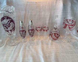 Hofbauer Byrdes crystal Collection Vases, Salt And Pepper, Bell, Cordials, Wine Glasses