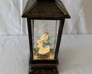 Religious Lantern With Glitter And Light 11 Inches Tall