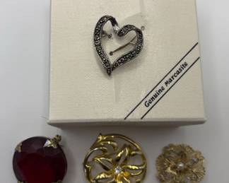 Beautiful Genuine Marcasite And Costume Broaches