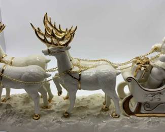 Mikasa Porcelain Holy Night Nativity And Santa With Sleigh Figurine Set