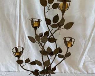 Tea light Votive Metal Candle Holder With Amber Gems