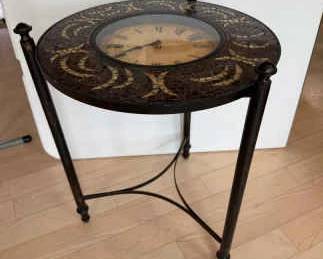 Mosaic Clock Table Amber Colored 23 Inches Tall