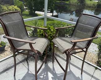 Lot Of 2 Outdoor Bar Height Patio Chairs