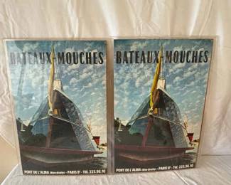 Lot of Two Vintage poster advertising the Bateaux Mouches