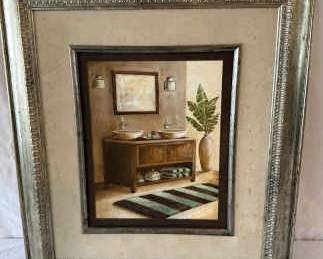 Bathroom Print With Sinks And Plant