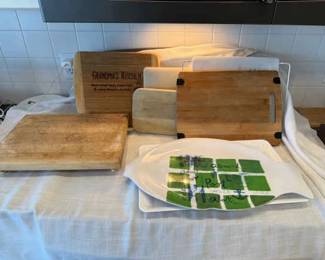 Lot of Cutting Boards And Serving Platters