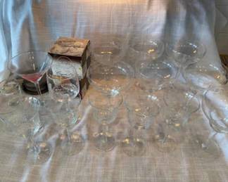 Huge Lot of Martini Glasses, Margarita, Wine, Shot, And Wine Coasters