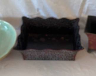 Lot Of 3 Containers , 2 Metal And 1 Ceramic Bowl