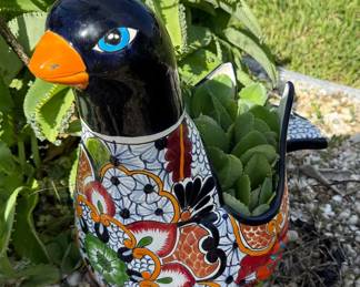 Painted Duck Planter With Plant Included