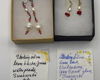 Sterling Silver Lever Backs Water Pearls Earring With Czech Glass And Swarovski Crystal Earrings
