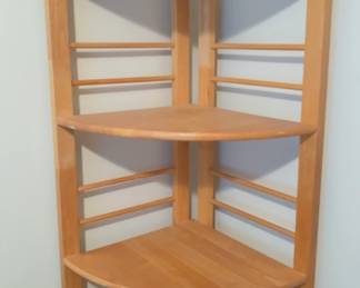 Light Wooden Corner Shelf 68 Tall, 19 Length, 19 Width