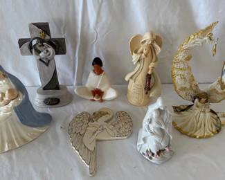 Lot of 7 Angel Statues Shelf Sitter, Mary And Joseph, Angels