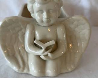Cherub Ceramic Plant Holder Reading Book