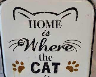 Metal Home Is Where The Cat Is Wall Hanging 16 X 16