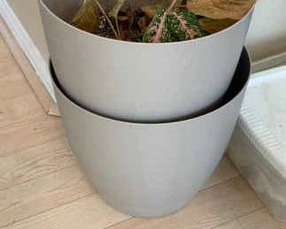 Lot Of Two Plastic Outdoor indoor Pots With Plant