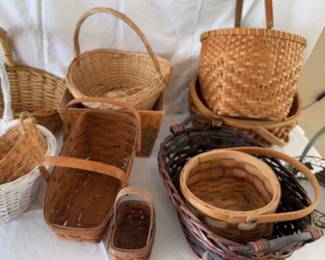 Lot Of 13 Wicker Baskets Including 2 Longaberger