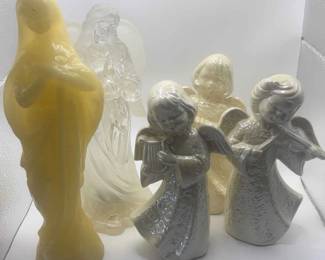 Angel Statues And Angel Candle Set