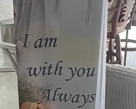 Religious Tapestry Lamp With Quotes, 60 Inches Tall, 12 Inch Base Square