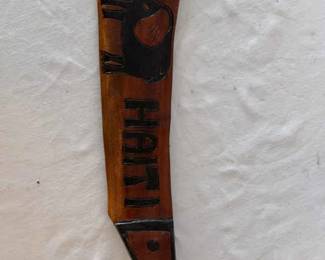 Vintage, handcarved decorative machete souvenir from Haiti