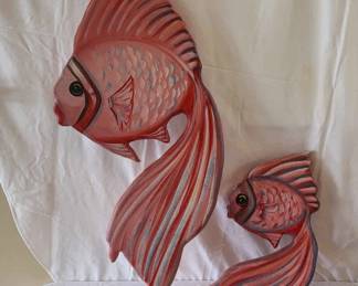 Adorable Pink Kiss Fish Wall Hangings Made Of Foam 37 Inches Tall , 17 Tall
