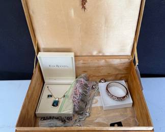 Costume Jewelry Lot With Fabric Jewelry Box