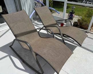 Lot Of 2 Rocking Chaise Loungers Some Rust