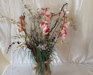 Artificial Flowers With Wood Decorative Pieces