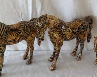 Set Of Three Safari Patchwork Glazed Horses