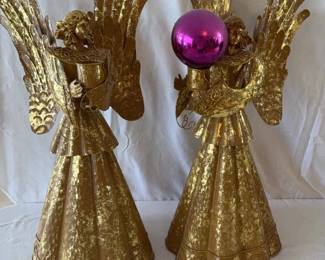 Lot of Two Gold Angel Statues