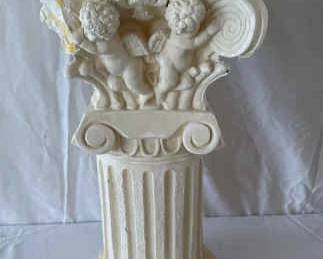Cherub Faux Stone Pedestal Plant Stand